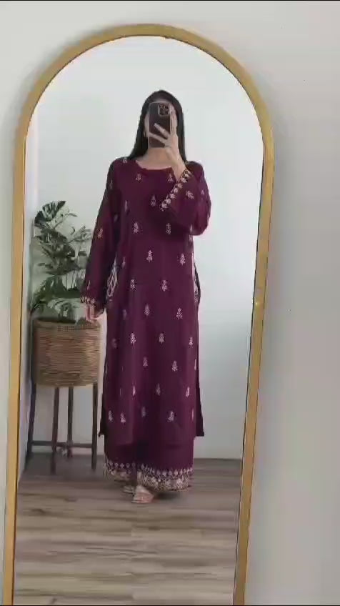 2PCS Stitched Lawn Embroidery